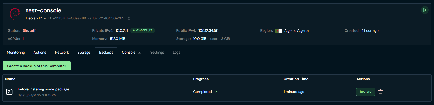Restore computer from backup