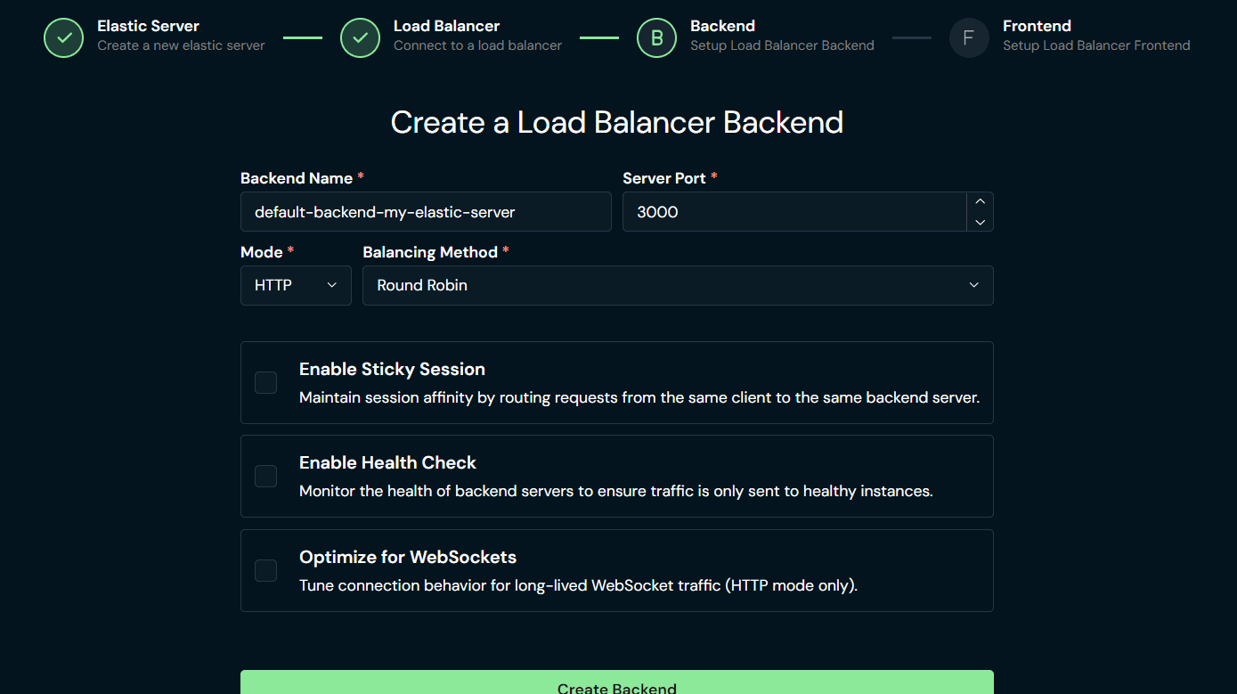 Wizard create backend