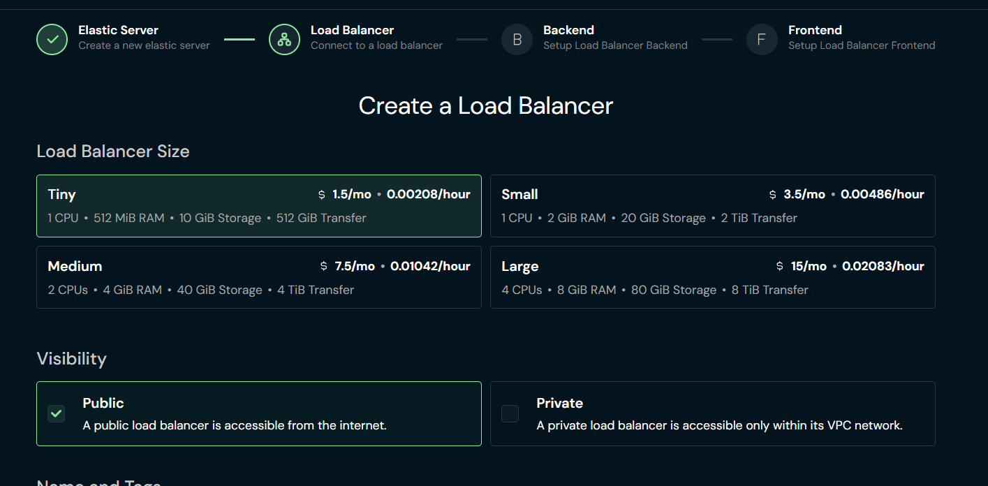 Wizard create Load Balancer
