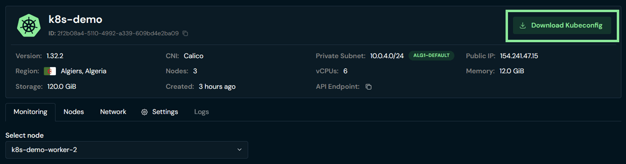 k8s download kubeconfig