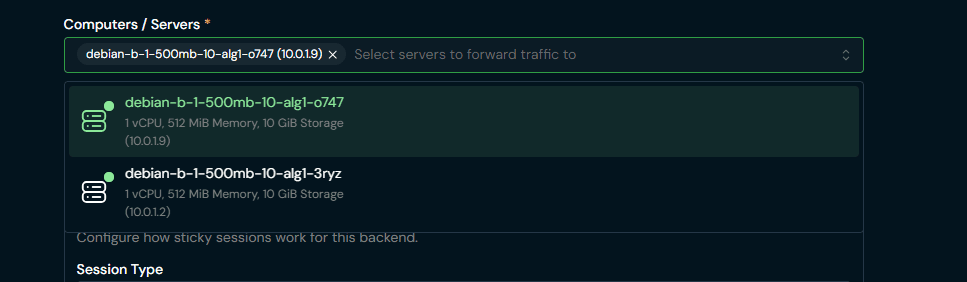 Load Balancer Create Backend