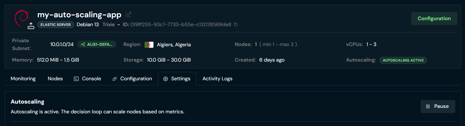 Elastic Server autoscaling